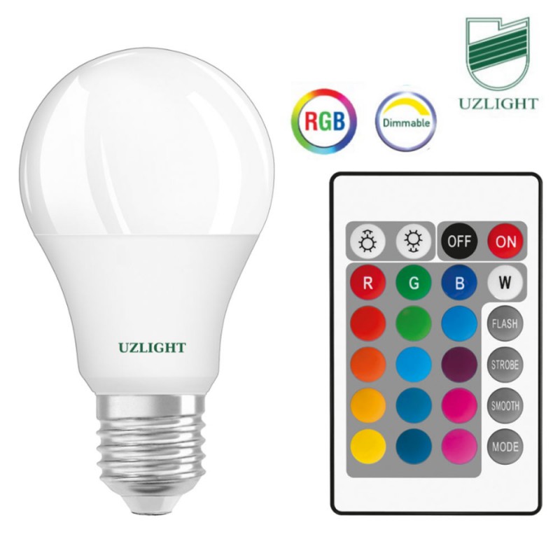 Uzlight Uzaktan Kumandalı 10 Watt RGB Led Ampul E27 Beyaz Işık