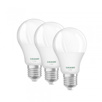 Uzlight 13 Watt Tasarruflu Led Ampul E27 Beyaz Işık 6500 Kelvin 3 Adet