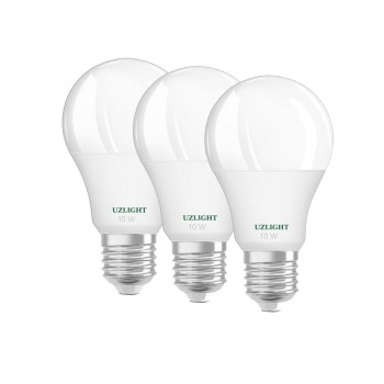Uzlight 10 Watt Tasarruflu Led Ampul E27 Gün Işığı Işık 3000 Kelvin 3 Adet