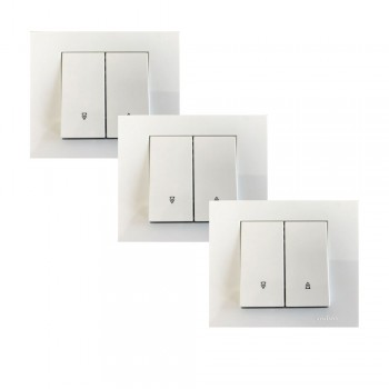 Ovivo Grano Jaluzi Kumanda Anahtarı Çerçeveli Beyaz 3 Adet Sıva Altı