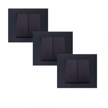 Ovivo Grano Jaluzi Kumanda Anahtarı Çerçeveli Siyah 3 Adet Sıva Altı