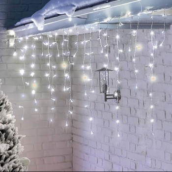 Lampist Eklemeli Saçak Led Işık 2x1M Beyaz Kablo Beyaz Gün Işığı Flaş