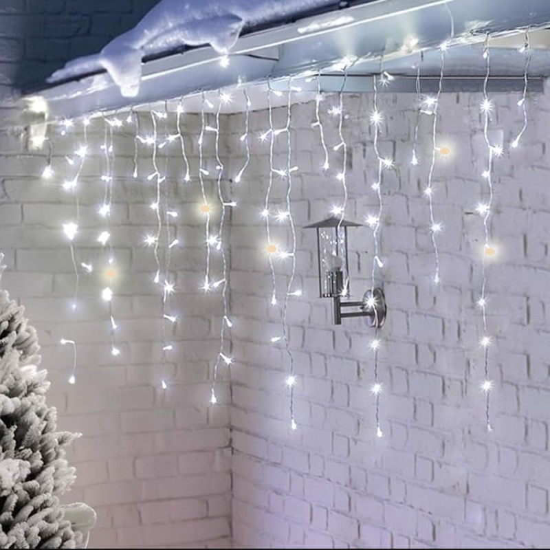 Lampist Eklemeli Saçak Led Işık 2x1M Beyaz Kablo Beyaz Gün Işığı Flaş