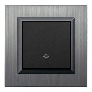 Ovivo Quantum Metalik Siyah Light Anahtar İnox Çerçeve 3 Adet