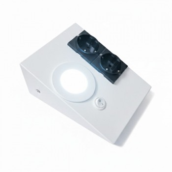 Lampist Tezgah Altı 2 Prizli, Düğmeli Led Aydınlatma Beyaz Kasa Beyaz Işık