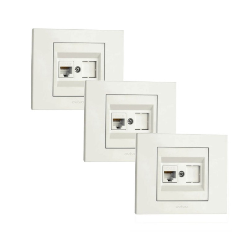 Ovivo Grano Data Prizi Çerçeveli Beyaz 3 Adet Sıva Altı