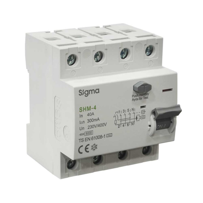 Sigma SHM4P 300mA 40A 6KA Trifaze Kaçak Akım Koruma Şalteri